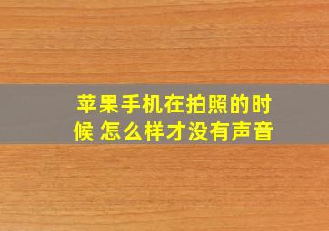 苹果手机在拍照的时候 怎么样才没有声音